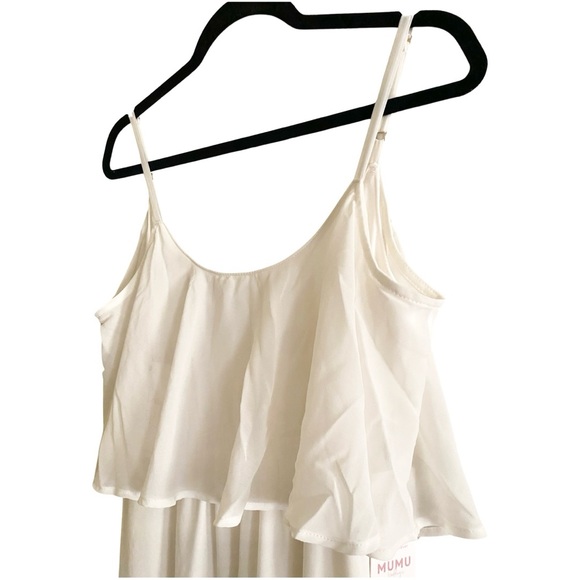 Show Me Your Mumu Caitlin Dress XS Maxi Ruffle Chiffon Cream Adjustable Straps - Picture 4 of 5